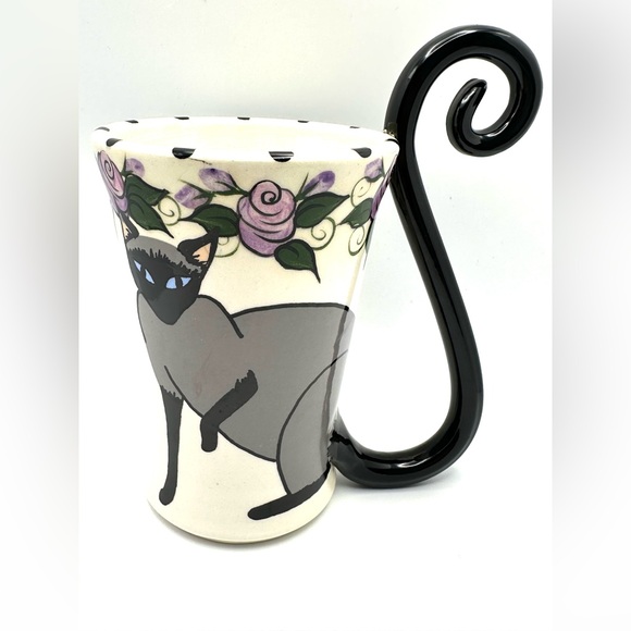 April Gadler Coffee Siamese Cat Mug ~ Hand Painted - Picture 2 of 10